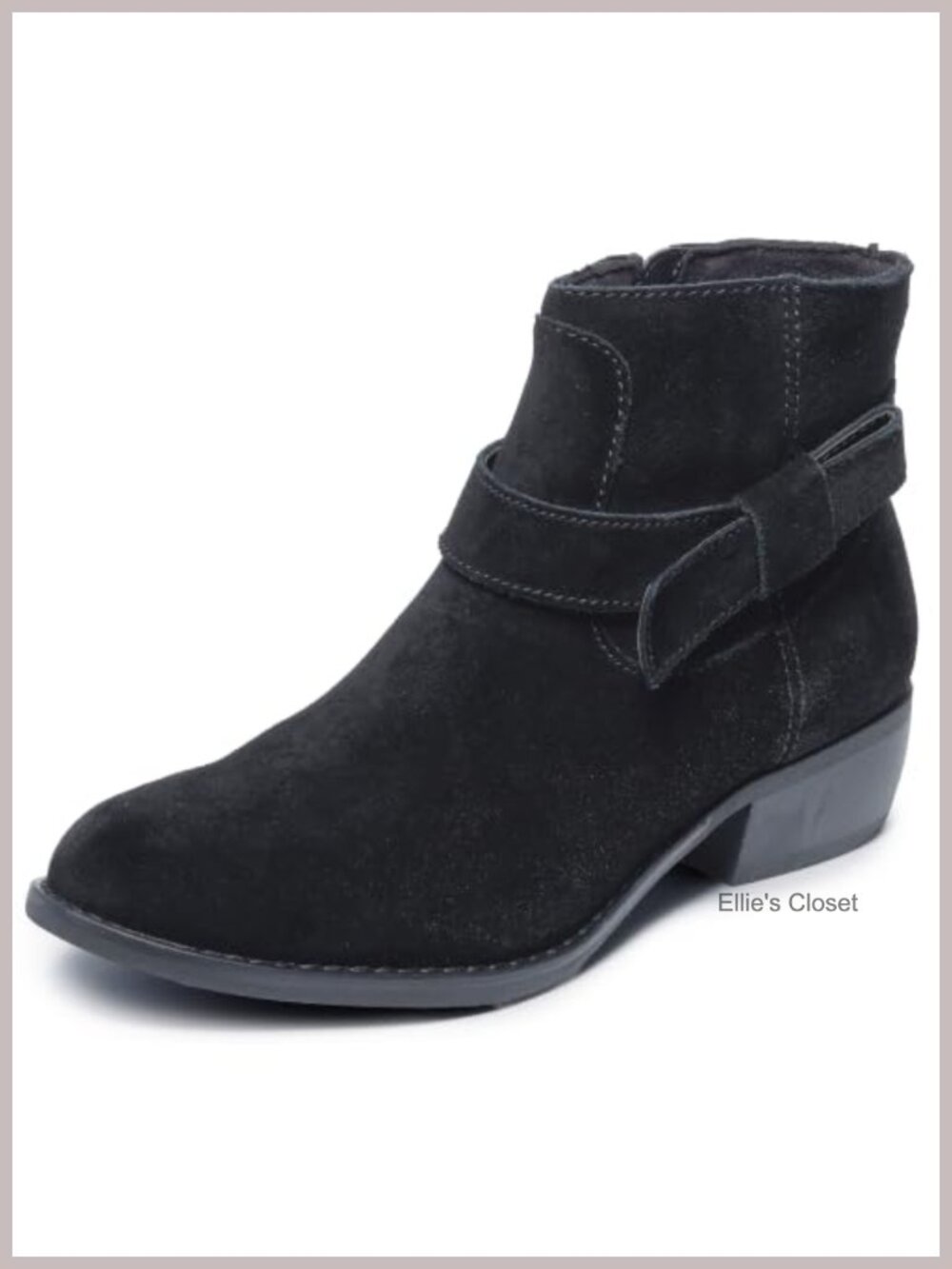 Suede Western Ankle Bootie with Memory Foam Comfort and Water-Repellent Finish